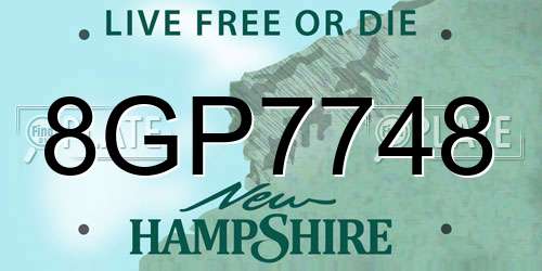 8GP7748 New Hampshire License Plate