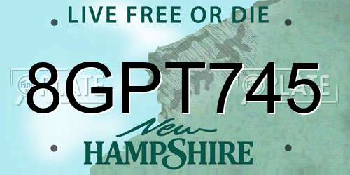8GPT745 New Hampshire License Plate