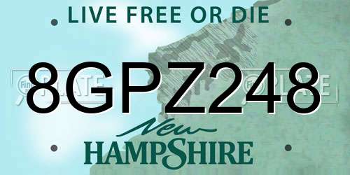 8GPZ248 New Hampshire License Plate