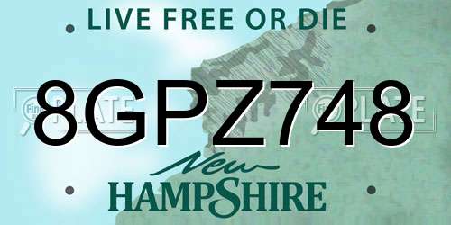 8GPZ748 New Hampshire License Plate