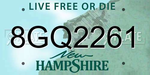 8GQ2261 New Hampshire License Plate