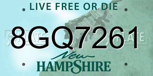 8GQ7261 New Hampshire License Plate