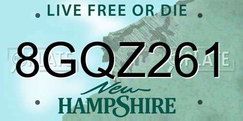8GQZ261 New Hampshire License Plate