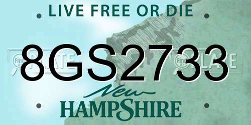 8GS2733 New Hampshire License Plate