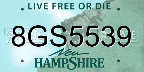 8GS5539 New Hampshire License Plate