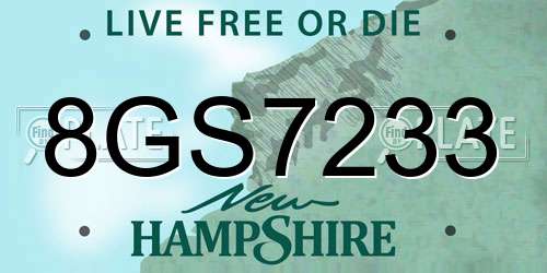 8GS7233 New Hampshire License Plate