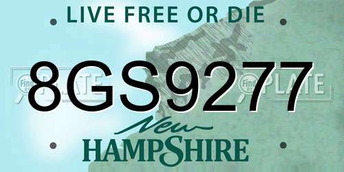 8GS9277 New Hampshire License Plate