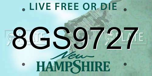 8GS9727 New Hampshire License Plate