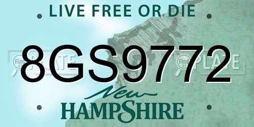 8GS9772 New Hampshire License Plate