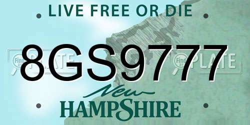 8GS9777 New Hampshire License Plate