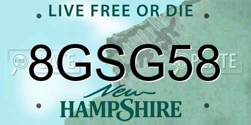8GSG58 New Hampshire License Plate