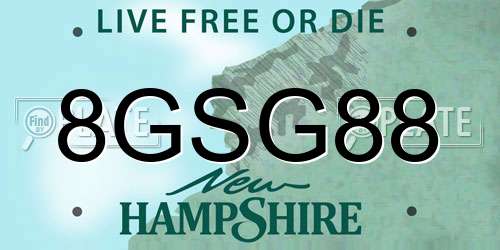 8GSG88 New Hampshire License Plate