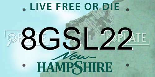 8GSL22 New Hampshire License Plate