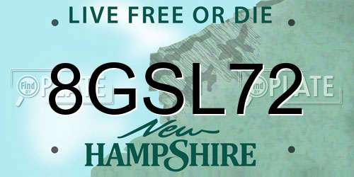 8GSL72 New Hampshire License Plate