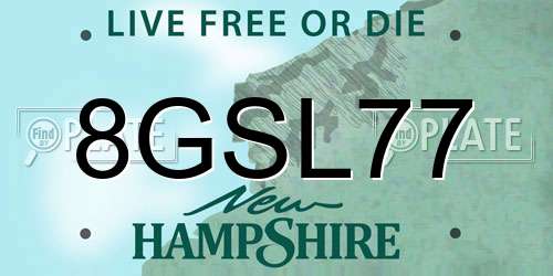 8GSL77 New Hampshire License Plate