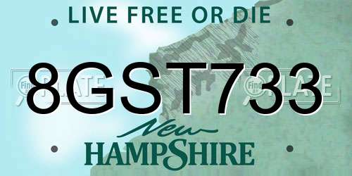 8GST733 New Hampshire License Plate
