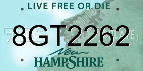 8GT2262 New Hampshire License Plate