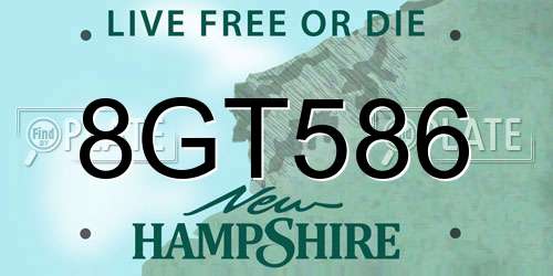 8GT586 New Hampshire License Plate