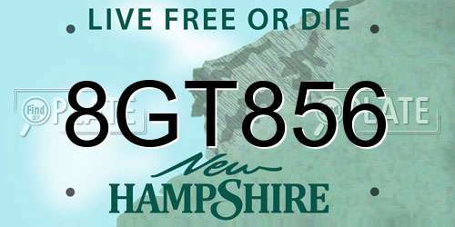 8GT856 New Hampshire License Plate