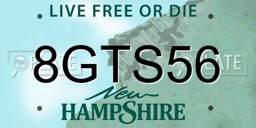 8GTS56 New Hampshire License Plate