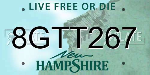 8GTT267 New Hampshire License Plate