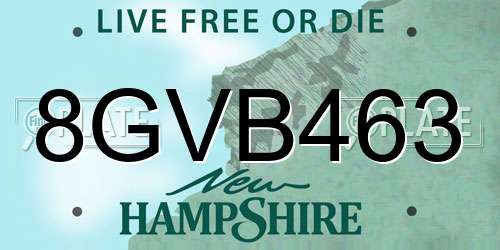 8GVB463 New Hampshire License Plate