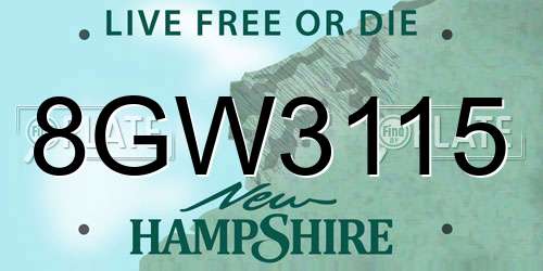 8GW3115 New Hampshire License Plate