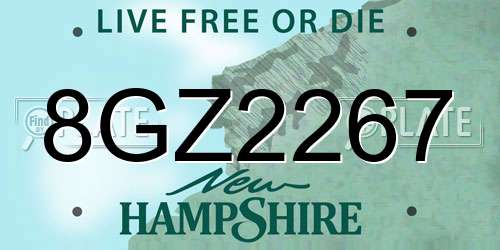 8GZ2267 New Hampshire License Plate