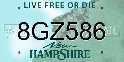 8GZ586 New Hampshire License Plate
