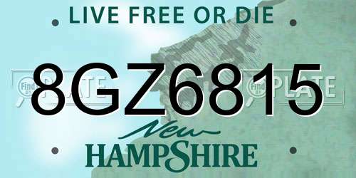 8GZ6815 New Hampshire License Plate