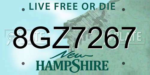 8GZ7267 New Hampshire License Plate