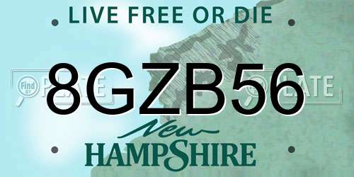 8GZB56 New Hampshire License Plate