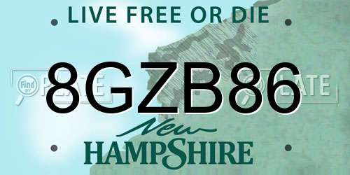 8GZB86 New Hampshire License Plate