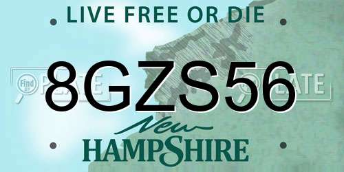 8GZS56 New Hampshire License Plate