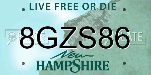 8GZS86 New Hampshire License Plate