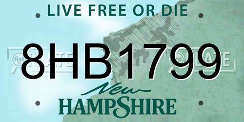 8HB1799 New Hampshire License Plate