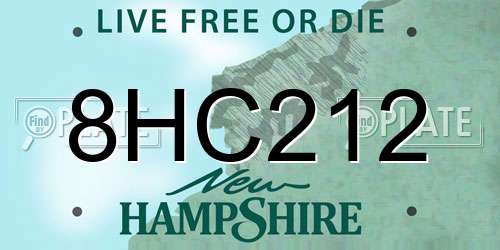 8HC212 New Hampshire License Plate