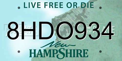 8HDO934 New Hampshire License Plate