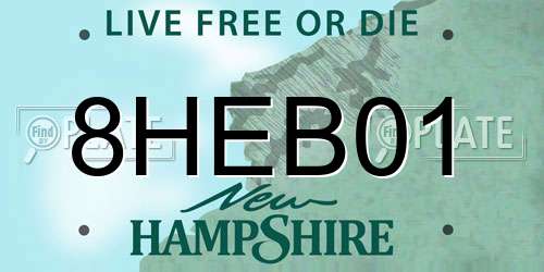 8HEB01 New Hampshire License Plate