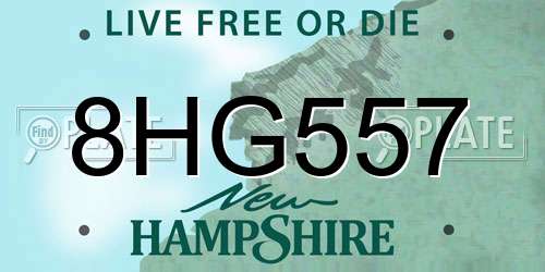 8HG557 New Hampshire License Plate