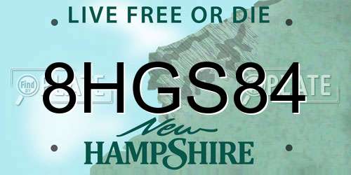 8HGS84 New Hampshire License Plate