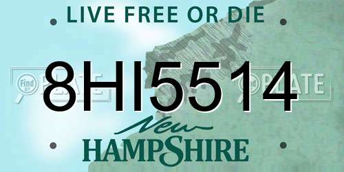 8HI5514 New Hampshire License Plate