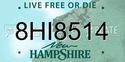 8HI8514 New Hampshire License Plate