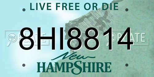 8HI8814 New Hampshire License Plate