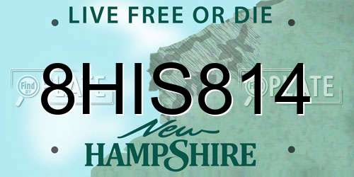 8HIS814 New Hampshire License Plate
