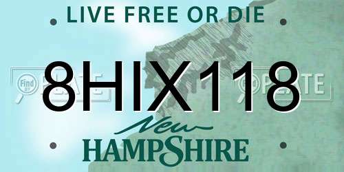 8HIX118 New Hampshire License Plate