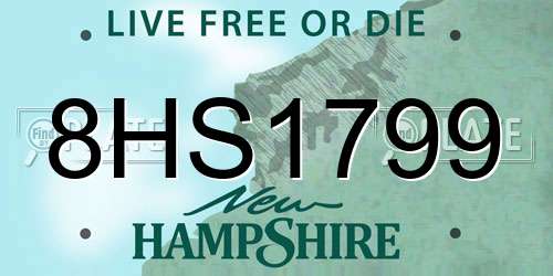 8HS1799 New Hampshire License Plate