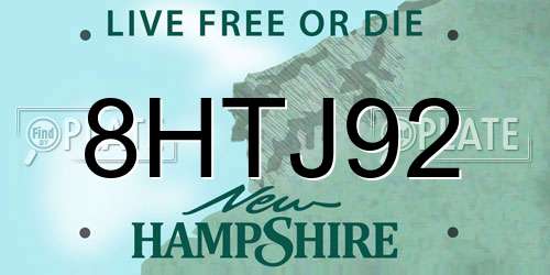 8HTJ92 New Hampshire License Plate