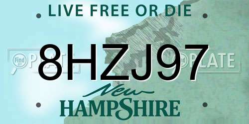 8HZJ97 New Hampshire License Plate