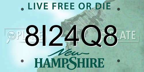 8I24Q8 New Hampshire License Plate